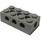 LEGO Light Gray Brick 2 x 4 with 3 Holes on top and 8 Holes on the 4 sides and Solid Studs