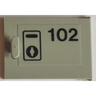 LEGO Light Gray Cupboard 2 x 3 x 2 Door with '102', Keyhole Sticker (4533)