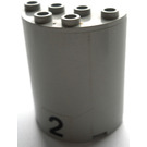 LEGO Light Gray Cylinder 2 x 4 x 4 Half with '2' Sticker (6218)