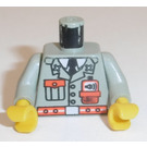 LEGO Gris Clair Sapeur pompier Dispatcher avec Lumière Gris Coat avec Pocket et Rouge Ceinture, Noir Jambes, Mustache, et Blanc Casquette Torse (973)