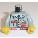 LEGO Gris clair Firefighter Dispatcher avec Light grise Coat avec Pocket et rouge Courroie, Noir Jambes, Mustache, et blanc Casquette Torse (973)
