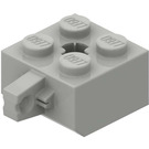 LEGO Lys grå Hengsel Kloss 2 x 2 Låsende med 1 Finger Vertikal med akselhull (30389 / 49714)