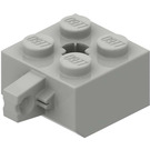 LEGO Lichtgrijs Scharnier Steen 2 x 2 Vergrendelings met 1 Finger Verticaal met asgat (30389 / 49714)
