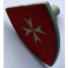 LEGO Light Gray Minifig Shield Triangular with White Cross on Red Background Sticker (3846)