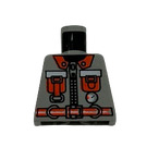 LEGO Hellgrau Minifigur Torso ohne Arme mit Feuerwehrmann Jacke mit Zwei Rot Pockets und Gürtel (973)