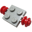 LEGO Lys grå Plate 2 x 2 med Rød Hjul