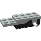 LEGO Ljusgrå Pullback Motor 6 x 2 x 1.3 med Vit Shafts och Svart Bas (42288 / 42853)