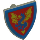 LEGO Light Gray Shield - Triangular with Blue and Yellow Dragon on Red (3846)