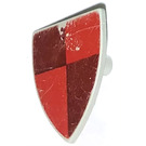 LEGO Light Gray Shield - Triangular with red and maroon quarters (3846)