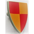 LEGO Light Gray Shield - Triangular with red and peach quarters Type 1 (3846)