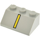 LEGO Light Gray Slope 2 x 3 (45°) with Black and Yellow Vertical Line (3038)