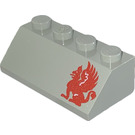 LEGO Light Gray Slope 2 x 4 (45°) with Red Gryphon (right) with Rough Surface (3037)