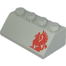 LEGO Light Gray Slope 2 x 4 (45°) with Red Gryphon (right) with Rough Surface (3037 / 44563)