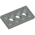 LEGO Light Gray Technic Plate 2 x 4 with Holes (3709)