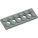 LEGO Lysegrå Technic Plade 2 x 6 med Huller (32001)