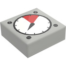 LEGO Lys grå Tile 1 x 1 med Pressure Gauge med Rille med svarte bolter (3070 / 83484)