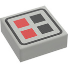 LEGO Light Gray Tile 1 x 1 with Red & Black Buttons with Groove (3070)