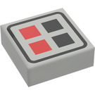 LEGO Light Gray Tile 1 x 1 with Red & Black Buttons with Groove (3070 / 45193)