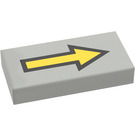 LEGO Light Gray Tile 1 x 2 with Arrow Long with Black Border with Groove (3069 / 80533)