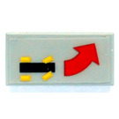 LEGO Hellgrau Fliese 1 x 2 mit Auto und Gebogen Links Pfeil Aufkleber mit Nut (3069)