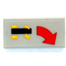 LEGO Lichtgrijs Tegel 1 x 2 met Auto en Gebogen Rechtsaf Pijl Sticker met groef (3069)