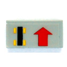 LEGO Light Gray Tile 1 x 2 with Car and Straight Arrow Sticker with Groove (3069)