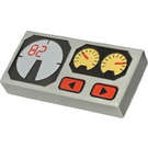 LEGO Grigio chiaro Piastrella 1 x 2 con Cabina di pilotaggio Dials con scanalatura (3069 / 50290)