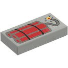 LEGO Hellgrau Fliese 1 x 2 mit Dynamite mit Nut (3069)