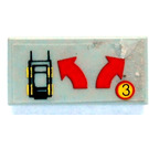 LEGO Hellgrau Fliese 1 x 2 mit Forklift, Gebogen Links und Recht Arrows und '3' Aufkleber mit Nut (3069)