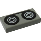 LEGO Light Gray Tile 1 x 2 with Tape Reels with Groove (3069)