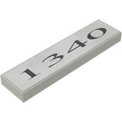 LEGO Lichtgrijs Tegel 1 x 4 met Zwart 1340 Aan Zilver Background Sticker (2431)