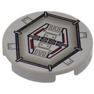 LEGO Light Gray Tile 2 x 2 Round with Millennium Falcon Airlock Hatch with "X" Bottom (4150)