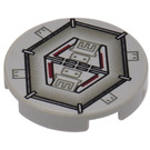 LEGO Light Gray Tile 2 x 2 Round with Millennium Falcon Airlock Hatch with "X" Bottom (4150 / 45091)