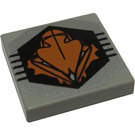 LEGO Light Gray Tile 2 x 2 with Black and Orange UFO Pattern with Groove (3068)
