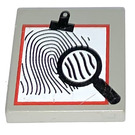 LEGO Světle šedá Dlaždice 2 x 2 s Fingerprint a Magnifying Sklo s drážkou (3068)