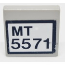 LEGO Light Gray Tile 2 x 2 with 'MT 5571' Sticker with Groove (3068)
