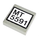 LEGO Lichtgrijs Tegel 2 x 2 met 'MT 5591' Sticker met groef (3068)