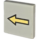 LEGO Light Gray Tile 2 x 2 with Yellow Arrow with Groove (3068)