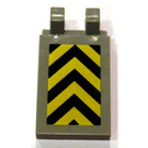 LEGO Light Gray Tile 2 x 3 with Horizontal Clips with Black and Yellow Danger Stripes ('U' Clips) (30350)