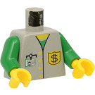 LEGO Lys grå Town Overkropp med Dollar Sign, Merke og Gul Knapper (973 / 73403)