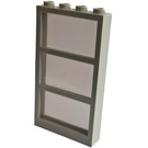 LEGO Light Gray Window 1 x 4 x 6 with 3 Panes and Transparent Black Fixed Glass (6160)