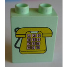 LEGO Light Green Duplo Brick 1 x 2 x 2 with Phone without Bottom Tube (4066 / 42657)