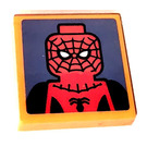 LEGO Hell orange Fliese 2 x 2 mit Spider-Man Aufkleber mit Nut (3068)