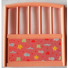 LEGO Light Salmon Side Cot with Fish, Hearts, and Stars Sticker (6684)