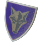 LEGO Light Stone Gray Minifig Shield Triangular with Golden Wolf on Purple Background (Danju) (3846)