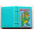 LEGO Light Turquoise Book 2 x 3 with Green Dragon and Red Writings Sticker (33009)