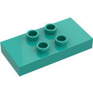 LEGO Licht Turquoise Duplo Tegel 2 x 4 x 0.33 met 4 Midden Studs (Dik) (6413)