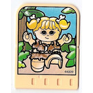 LEGO Light Yellow Explore Story Builder Meet the Dinosaur story card with caveman girl with bones in hair pattern (44009)