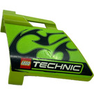 LEGO Limette 3D Panel 23 mit Schwarz Flames und Technic Logo Aufkleber (44353)