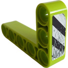 LEGO Lime Beam 3 x 5 Bent 90 degrees, 3 and 5 Holes with Black and Silver Danger Stripes (Right) Sticker (32526)